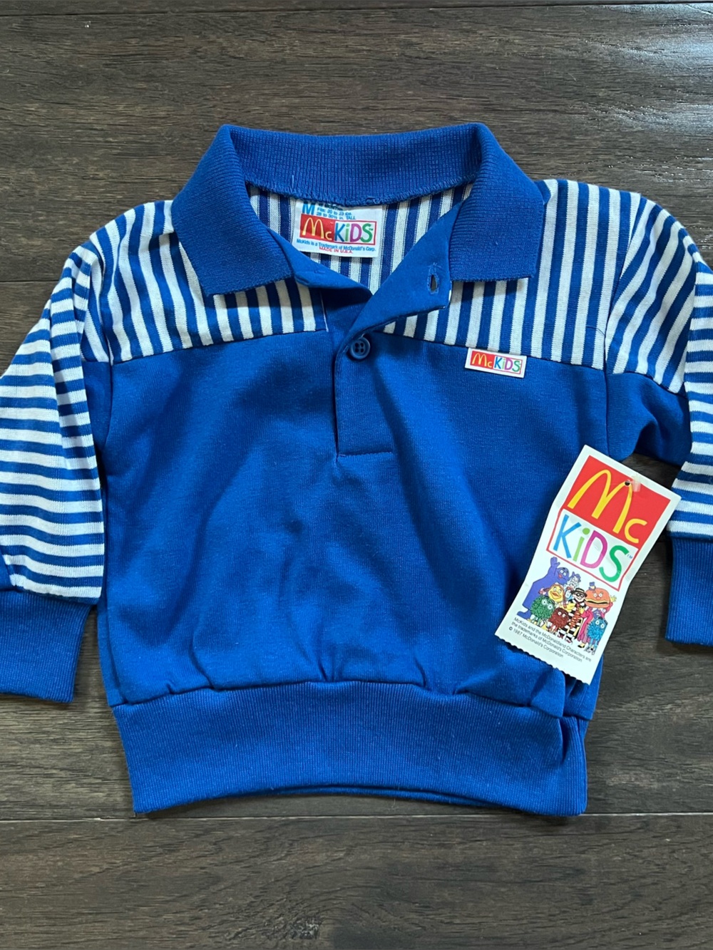 NWT Vintage 80’s Deadstock McDonald's McKids Blue & White Striped Sweatshirt